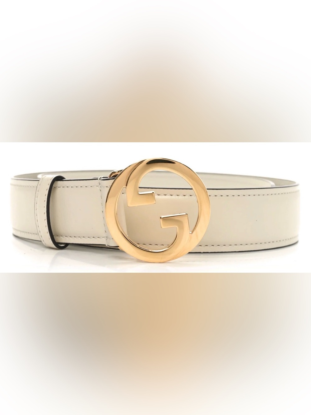 GUCCI White Leather GG Buckle Belt NEW